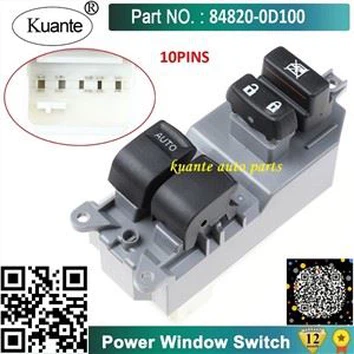 Fais fab Qhov rai Master Control Hloov 84820-0D100 848200D100 Haum Rau 2005-2011 Toyota Yaris